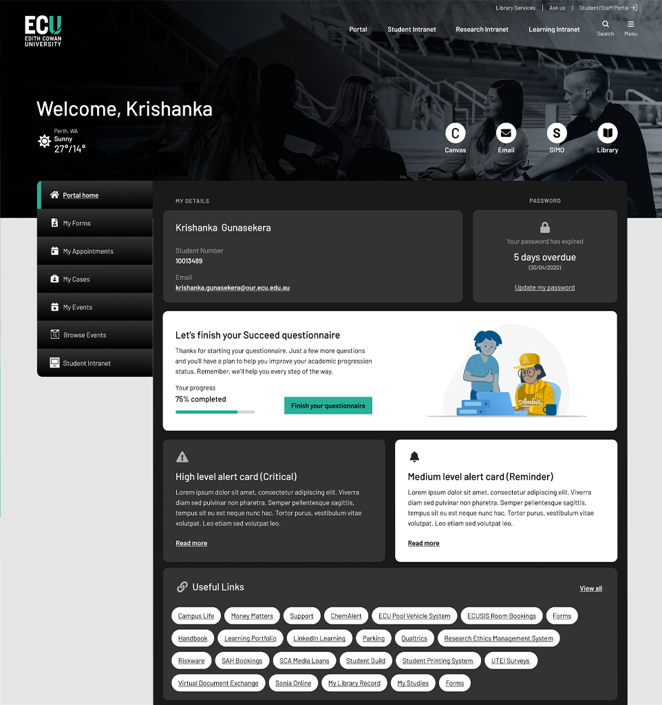 Student Portal - Web experience theme example