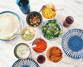 Table filled with healthy food 