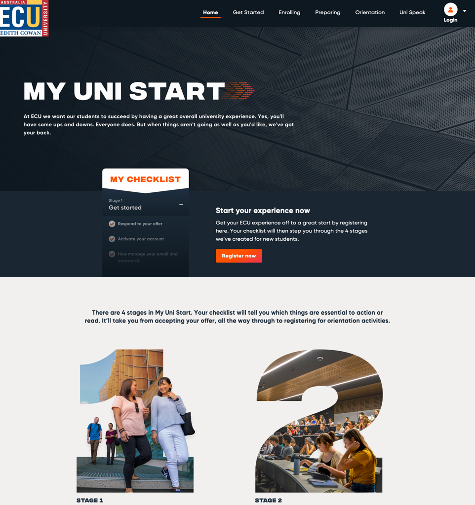 New Student - Web experience example