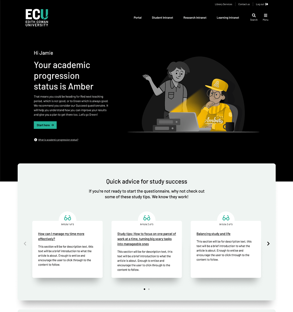 Academic Progression - Web experience theme example