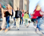 blurred vision of people walking